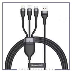 کابل شارژ سه سر بیسوس فست شارژ 1.2 متر  Baseus  one For Three Fast Charging Data Cable CA1T3-G1
