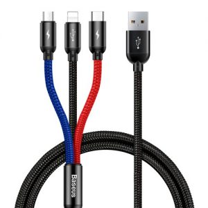 کابل سه کاره بیسوس 0.3متر Baseus Three Primary Colors 3 in 1 CAMLT-ASY01