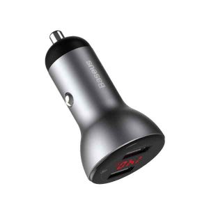 شارژر فندکی سوپر شارژ بیسوس Baseus Digital Dual Quick Charger 45W CCBX-B0G