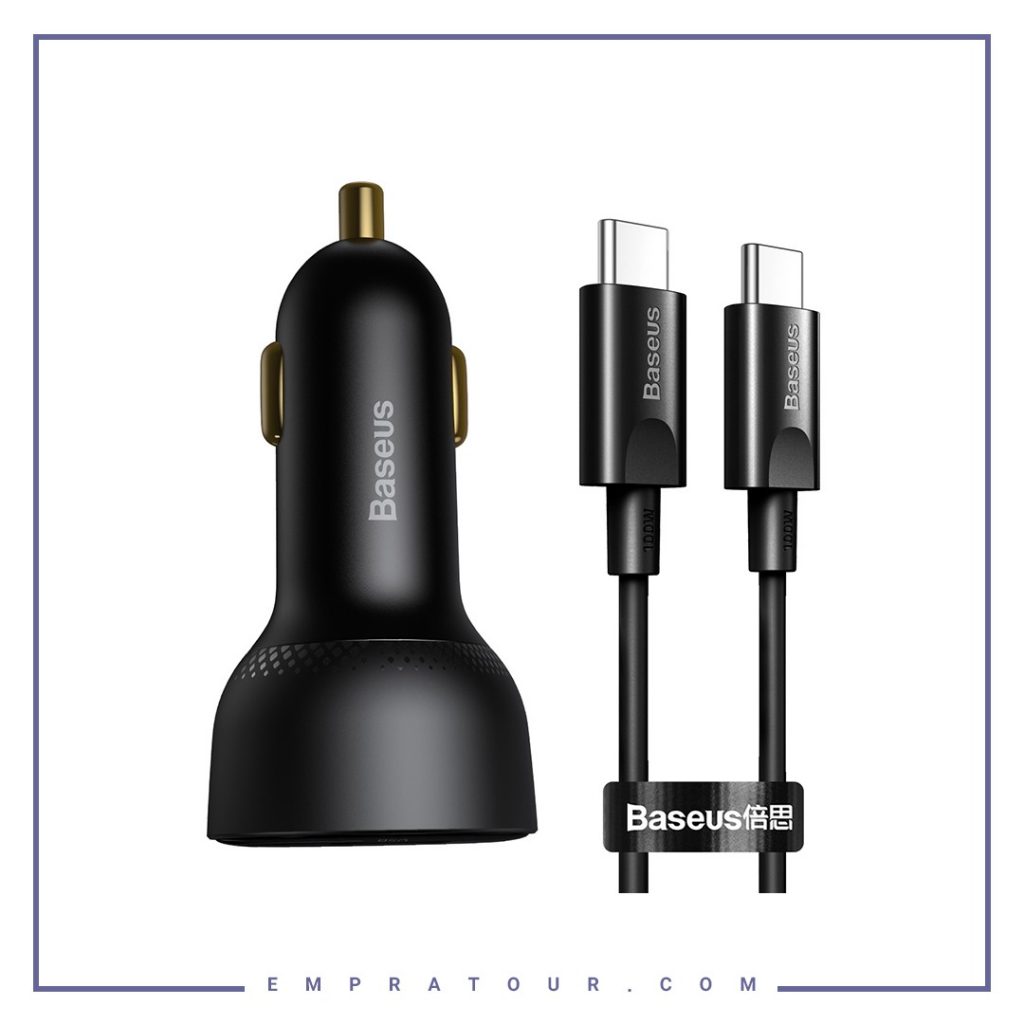شارژر خودرو فست شارژ بیسوس Baseus Superme Digital Display TZCCZX-01 – همراه با کابل دو سر Type C