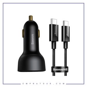 شارژر خودرو فست شارژ بیسوس Baseus Superme Digital Display TZCCZX-01 – همراه با کابل دو سر Type C