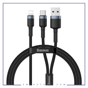 مبدل شارژ لایتنینگ به Type C و USB بیسوس 1.2 متر Baseus Cafule 2in1 PD CATKLF-ELG1