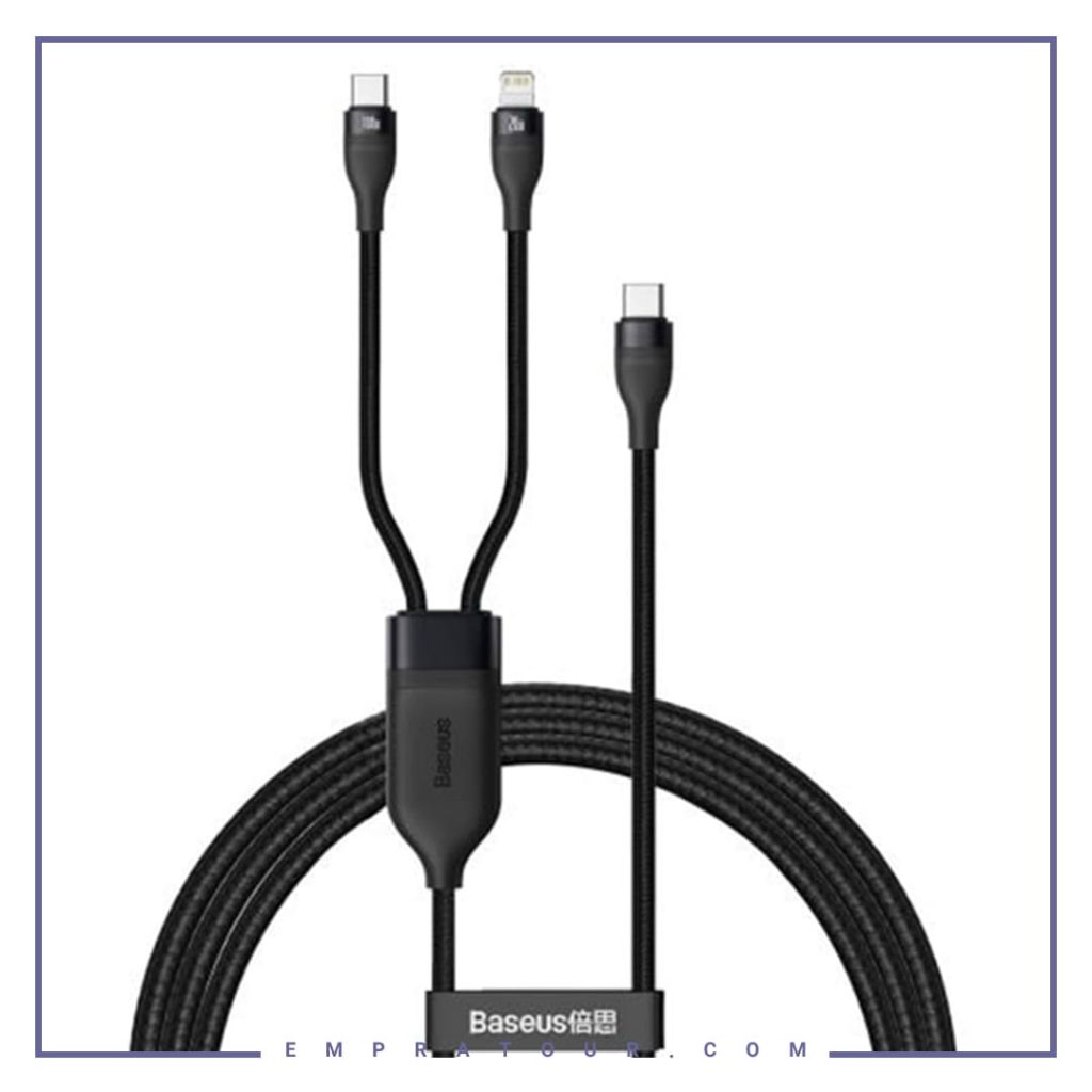 کابل دو سر Type C به Type C و لایتنینگ فست شارژ 1.2متر Baseus 100W Fast charging Data Cable CA1T2-F01