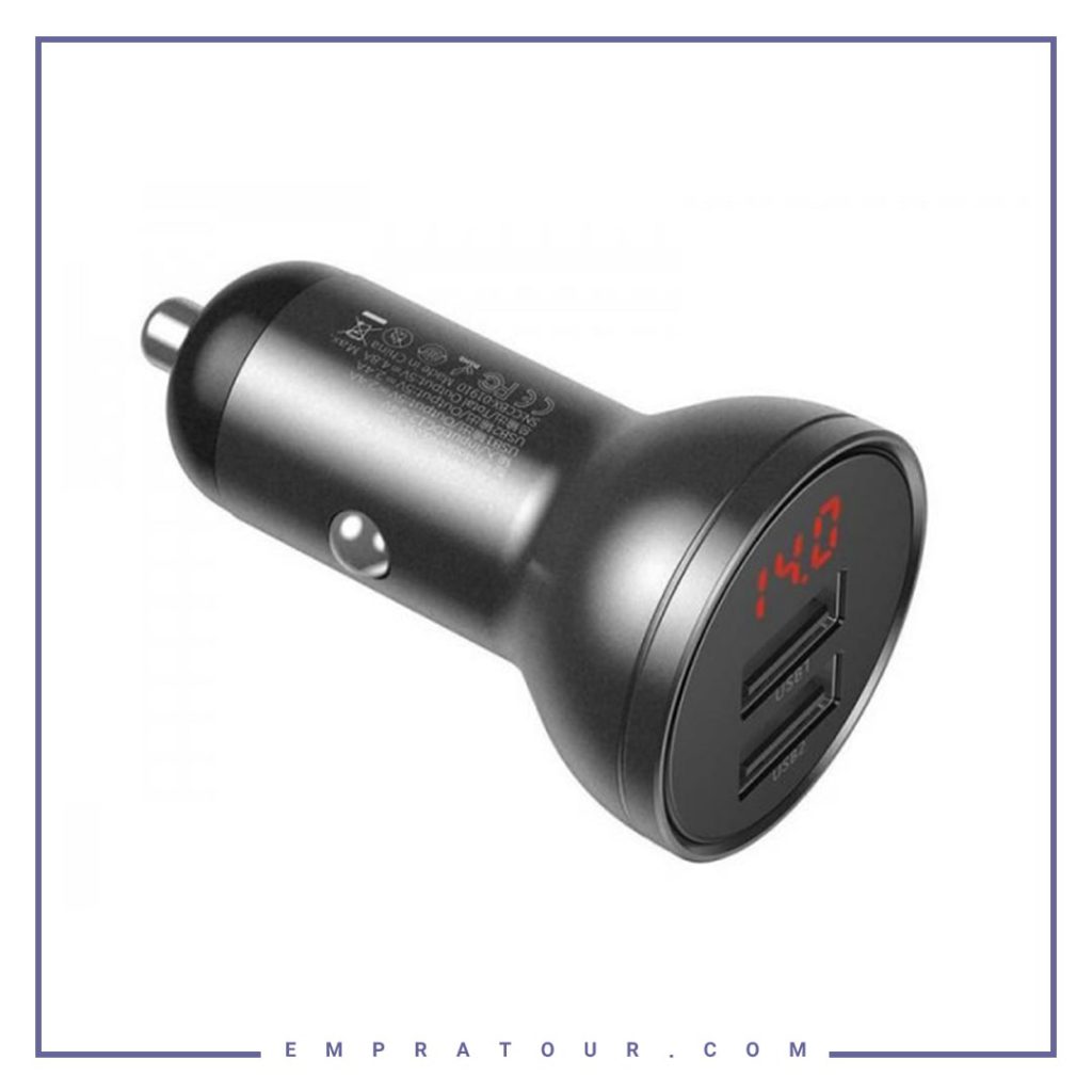 شارژر فندکی دو پورت بیسوس Baseus Digital Display Car Charger Dual USB CCBX-0G