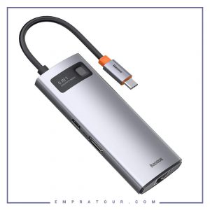 هاب شش پورت بیسوس Baseus Metal Gleam 6 in 1 Multifunctional Type-C HUB CAHUB-CW0G