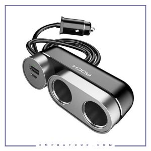 شارژر فندکی سریع دو پورت راک Rock 2in1 Car Cigarette Lighter Socket RCC-0137