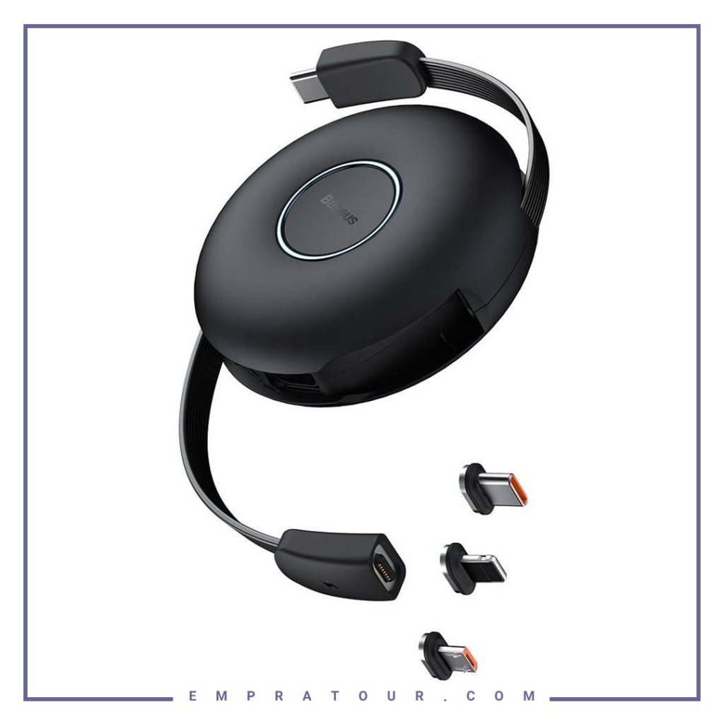 کابل شارژ آهن ربایی سه سر بیسوس 1متر Baseus Zinc Magnetic 1 for 3 Data Cable PD 20W CAMLC-01