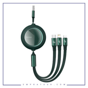 کابل سه سر فست شارژ 1.2 متر بیسوس Baseus Bright Mirror Retractable 66W 1.2m CAMLC-MJ01
