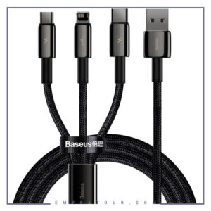 کابل شارژ سه سر بیسوس  Baseus Tungsten 3in1 Cable 1.5m CAMLTWJ-01