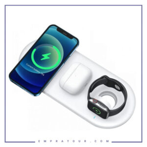 شارژر وایرلس 3 در 1 جویروم مدل Joyroom 3 in 1 Magnetic Charging Station & Watch Storage JR-A27
