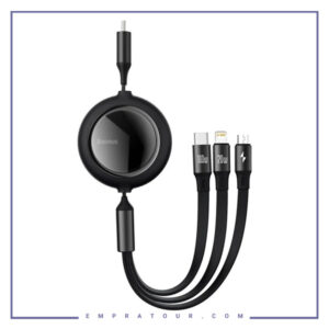کابل شارژ سریع سه سر بیسوس Baseus Bright Mirror Retractable 100W 1.2m Cable CAMLC-AMJ01