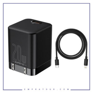 شارژر فست شارژ بیسوس BASEUS HOME CHARGER SUPER SI PRO CCSP030002 + CABLE TYPE-C TO LIGHTNING 20W 1M