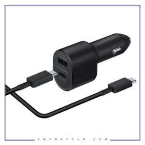 شارژر فندکی اصلی سامسونگ 45 وات همراه با کابل تایپ سی Samsung Super Fast Dual Car Charger (45W+15W) EP-L5300XBEGWW