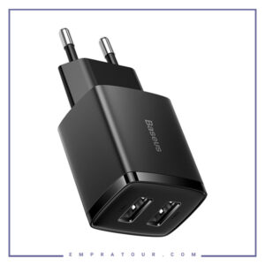 شارژر دیواری یواس‌بی 10.5 وات بیسوس Baseus Compact Charger 2U EU CCXJ010201