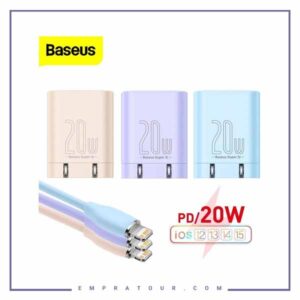 آداپتور شارژ 20 وات به همراه کابل تایپ سی به لایتنینگ بیسوس  Baseus Super Si Pro CCP03000