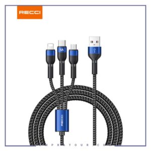 کابل شارژ سه سر رسی 1.2متر RECCI SKYLINE DATA CABLE Two-in-one RTC-T12