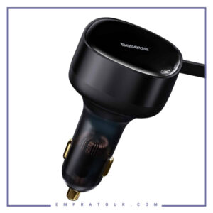 شارژر فندکی همراه با کابل 2 در 1 جمع شونده بیسوس Baseus Enjoyment Retractable 2in1 CGTX000001