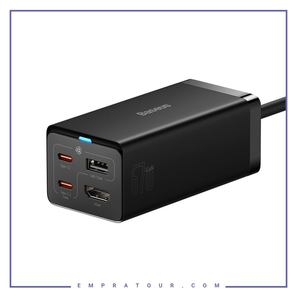شارژر و چندراهی برق سوپر فست شارژ 67واتی بیسوس Baseus GaN 5 Pro Desktop CCGP110001