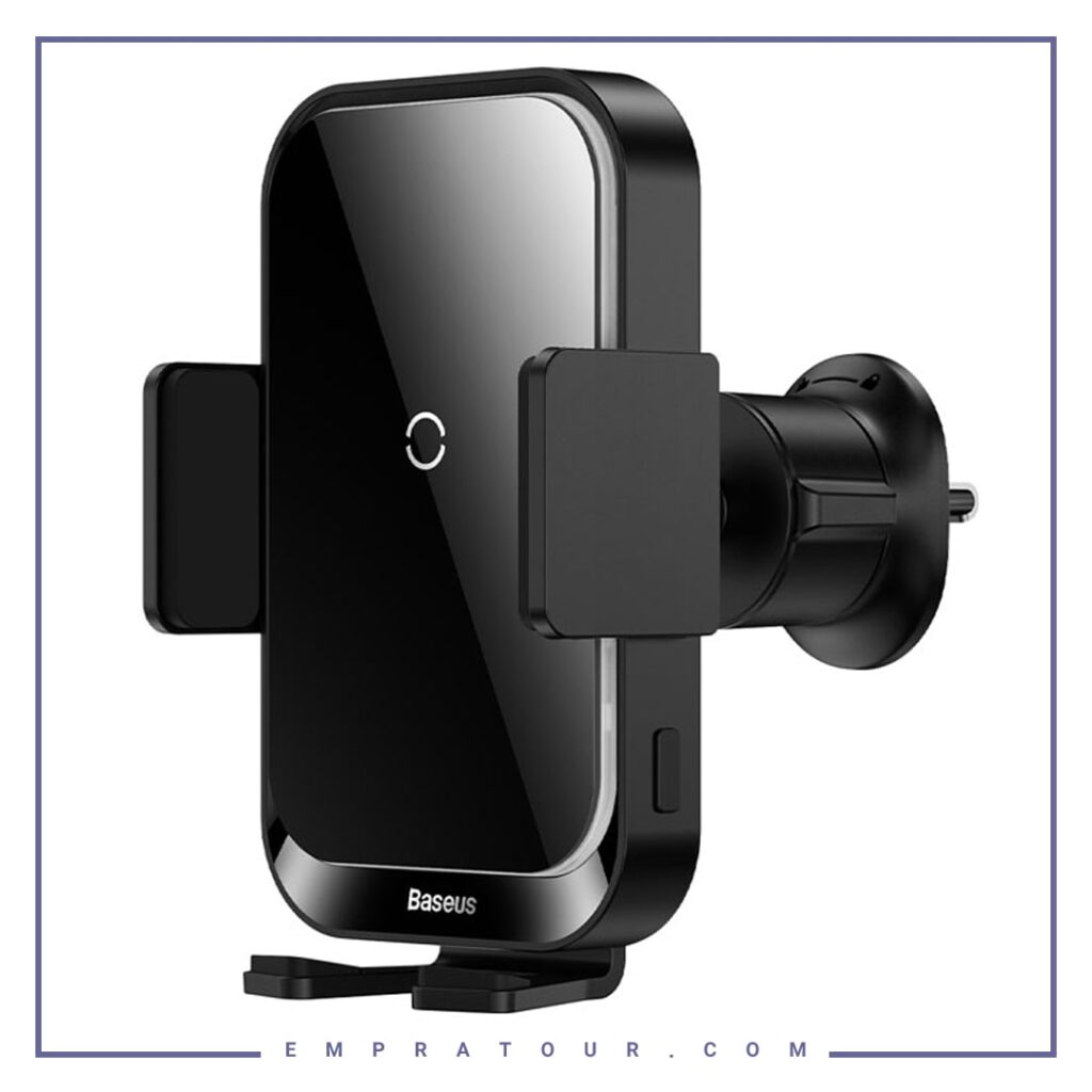 هولدر موبایل خودرو و شارژر وایرلس 15 وات بیسوس Baseus Halo Electric Wireless Charging Car Mount SUDD000001