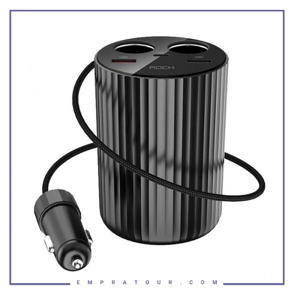 شارژر فندکی 100وات پنج پورت راک B600