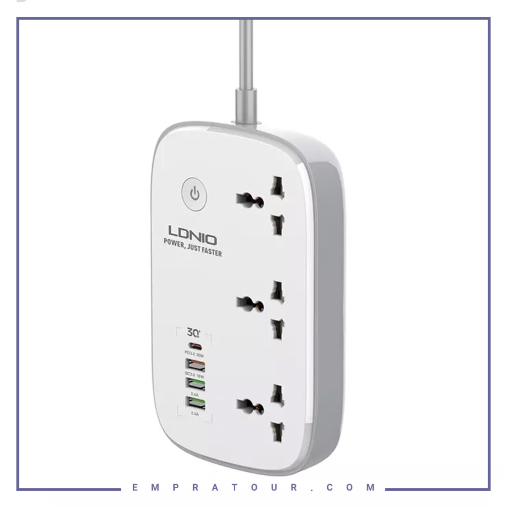 چند راهی برق و شارژر هوشمند 4 پورت الدنیو Ldnio Smart Power Strip SCW3451