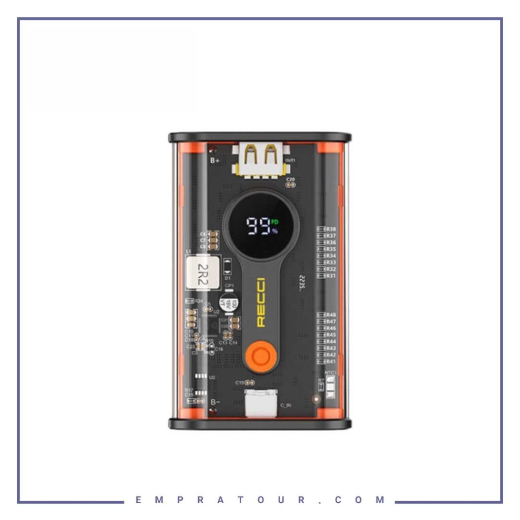 پاور بانک 10000 بدنه شیشه ای رسی مدل RECCE MARS SERIES 1000mAH RPB-P35