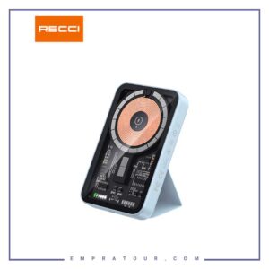 پاور وایرلس مگنتی 5000 میلی آمپر شفاف رسی Recci wireless charging PD20Wmagnetic power bank RPB-W07