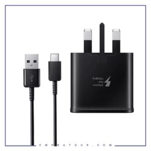 شارژر دیواری اورجینال فست سامسونگ 3پین  Samsung Fast Charging Adapter 3 PIN EP-TA200 همراه با کابل