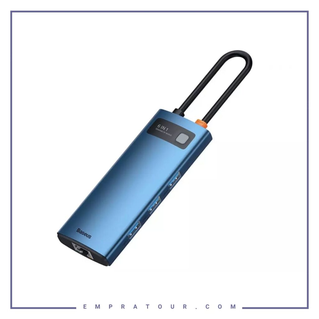 هاب 6 پورت بیسوس Baseus Metal Gleam 6 in 1 Multifunctional Type-C HUB 100W WKWG000003