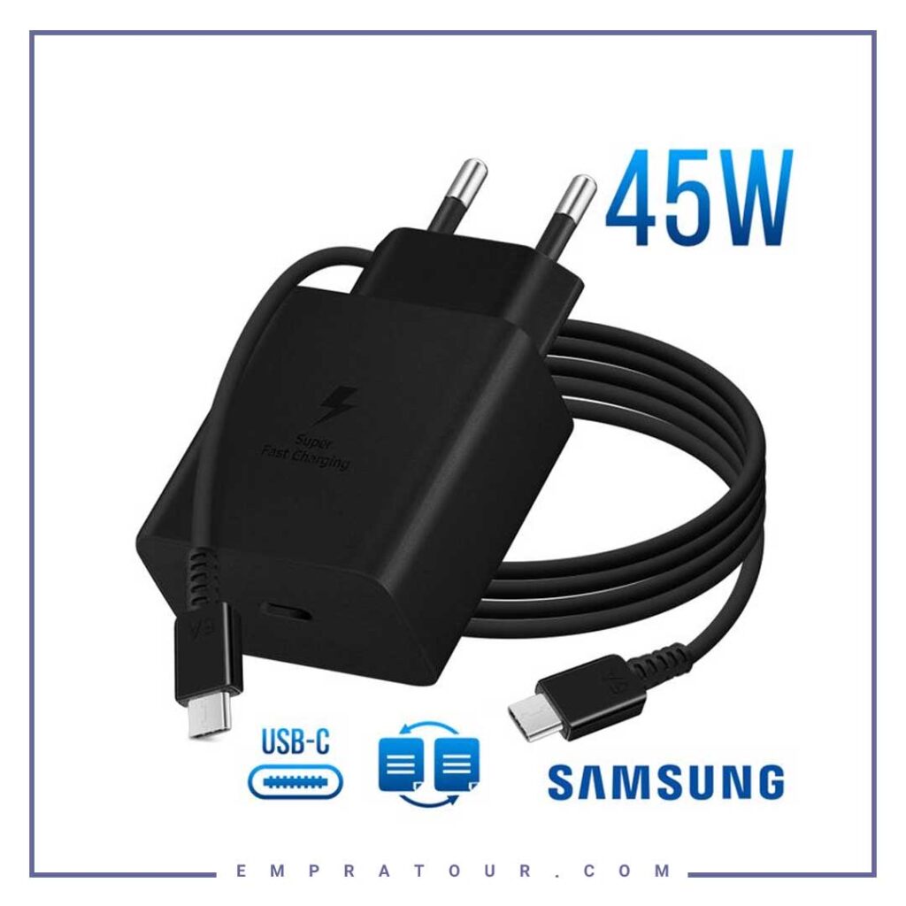 آداپتور سوپر فست شارژر سامسونگ اورجینال ۴۵ وات همراه کابل1.8 متر Samsung Super Fast Charger 45W EP-T4510XBEGEU