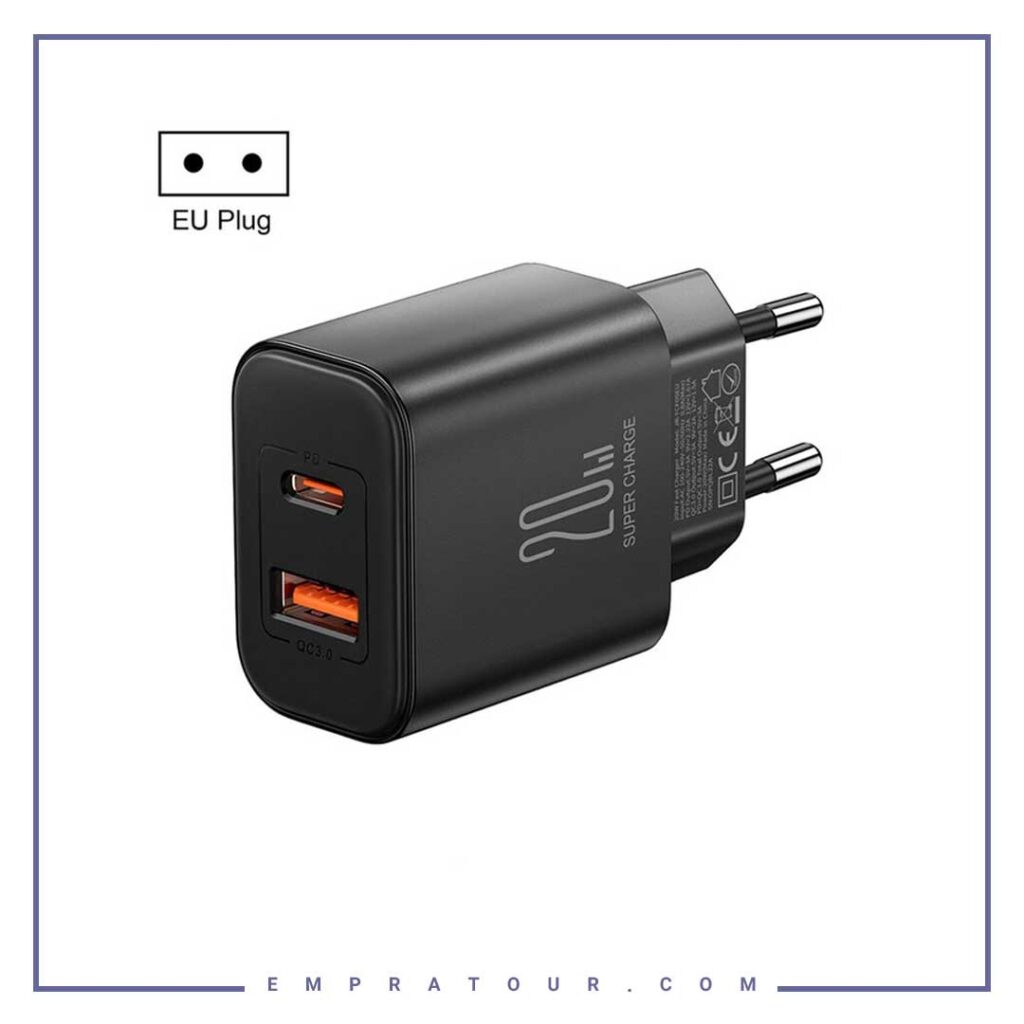 آداپتور شارژ 2 پورت 20 وات جویروم JOYROOM ADAPTER DUAL PORT JR-TCF05EU