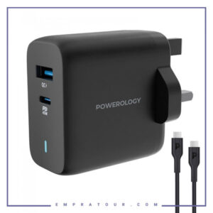 آداپتور شارژ 45 وات با کابل همراه پاورولوژی Powerology Ultra-Quick GaN Charger PWCUQC004