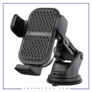 هولدر و شارژر وایرلس 15 وات پاورولوژی Powerology Dual coil Wireless Charger Car Mount PCCSR009