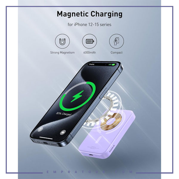 پاوربانک وایرلس مگنتی 6000 بیسوس PPCXM06A