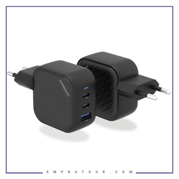 آداپتور شارژ سه پورت 65 وات پاورولوژی PWCUQC019