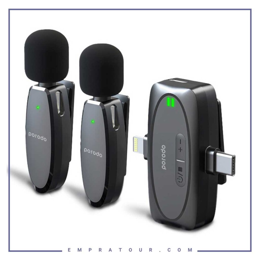 میکروفون بیسیم یقه ای پرودو  Porodo Dual Connector Lavalier Microphone Dual Mic PD-2MLAV