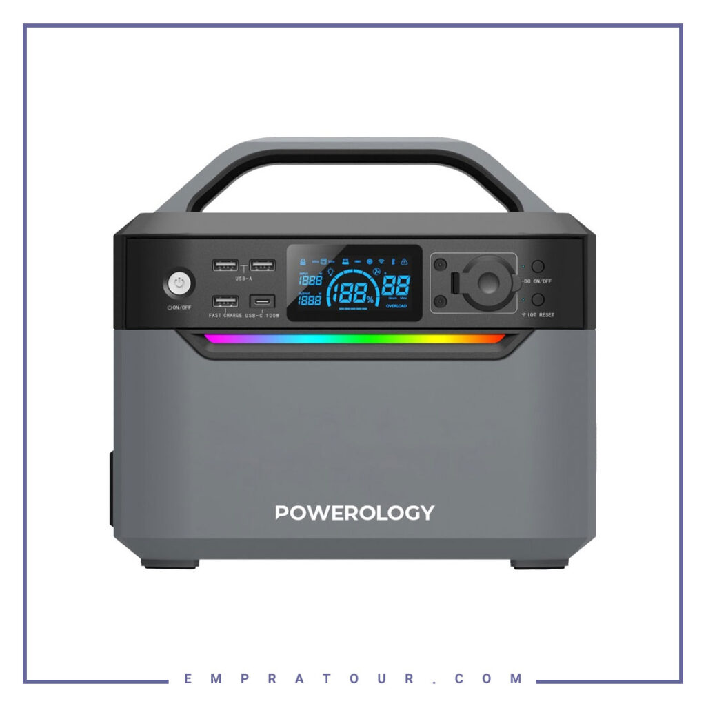 پاورژنراتور قابل حمل 600 وات پاورولوژی Powerology 120000mAh Portable Power Generator Fast Charging 384Wh 600W