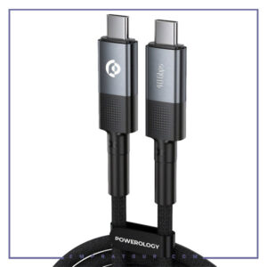 کابل تایپ سی به تایپ سی 240 وات انتقال تصویر پاورولوژی Powerology USB4 Type-C Braided Cable PCAB009