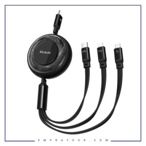 کابل شارژ تایپ سی سه سر 100 وات مک دودو Mcdodo USB-C 3in1 Retractable Cable CA-5220