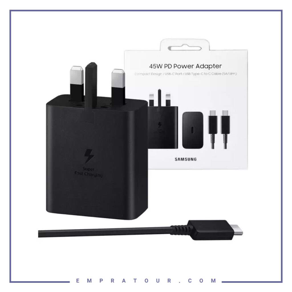 آداپتور سوپر فست شارژر سامسونگ اورجینال ۴۵ وات همراه کابل1.8 متر Samsung Super Fast Charger 45W EP-T4510XBEGGB