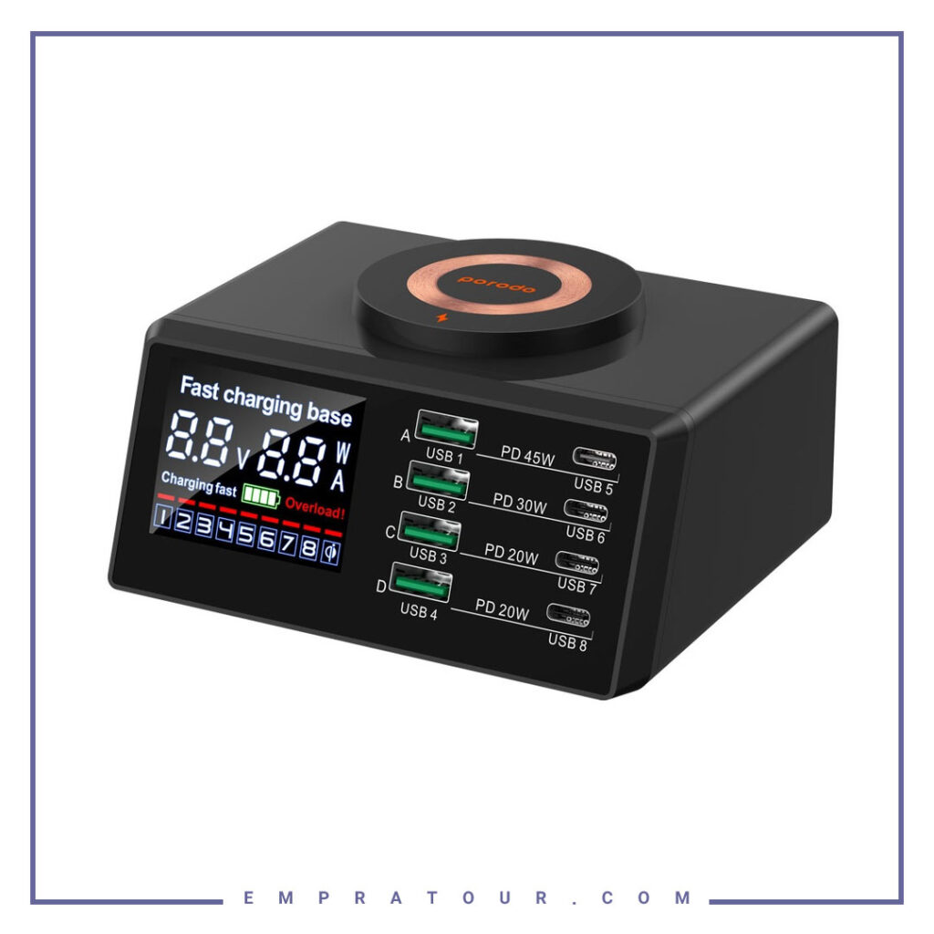 هاب شارژر 8 پورت و شارژر وایرلس 110 وات پرودو  Porodo Multi-Functional Magsafe Fast Charger PD-MFMGFC