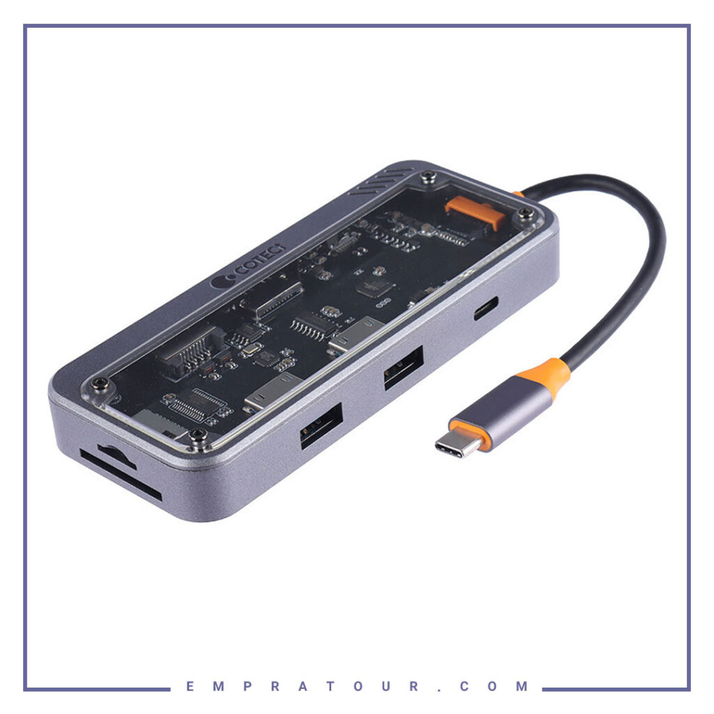 هاب تایپ سی 8 پورت شفاف کوتتسی Coteetci 8 IN 1 MULTIFUNCTIONAL DOCKING STATION 16016