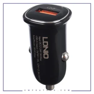 شارژر فندکی 30 وات فست شارژ همراه با کابل الدینیو LDNIO Fast Charging Car Charger C105