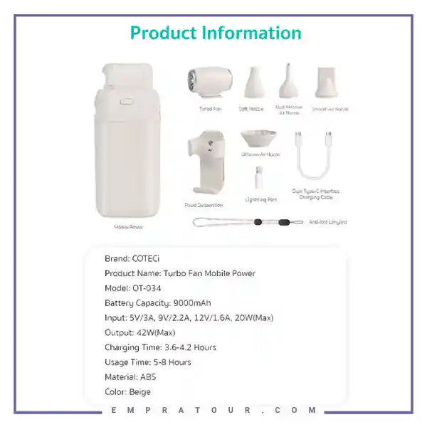 جت فن و پاوربانک 80000 کوتسی OT-034