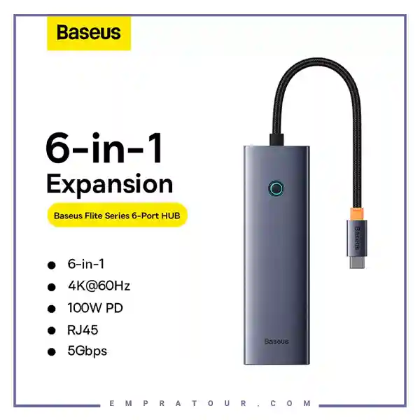 هاب تایپ سی 5 پورت بیسوس BS-OH111 B00052807813-00