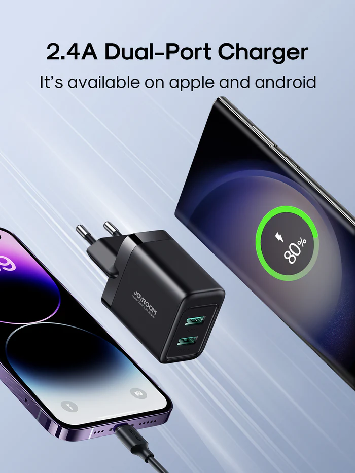 شارژر دو پورت جویروم JR-TCN01 2.4A 2USB Charger