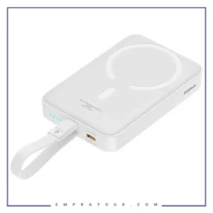 پاوربانک وایرلس مگنتی 10000 با کابل لایتنینگ بیسوس Baseus Magnetic mini 20W Power Bank PPCXM10I