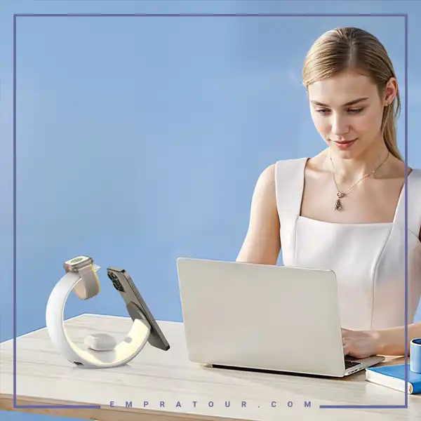 شارژر وایرلس و چراغ مهتابی 4 کاره گرین لاین GNMONCHSWH