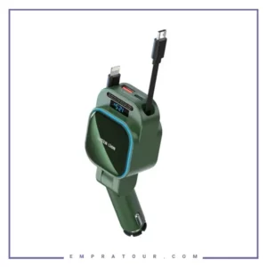 شارژر فندکی 96 وات با کابل جمع شونده گرین لاین Green Lion Retractable 96W Car Charger GN96WRCCGN