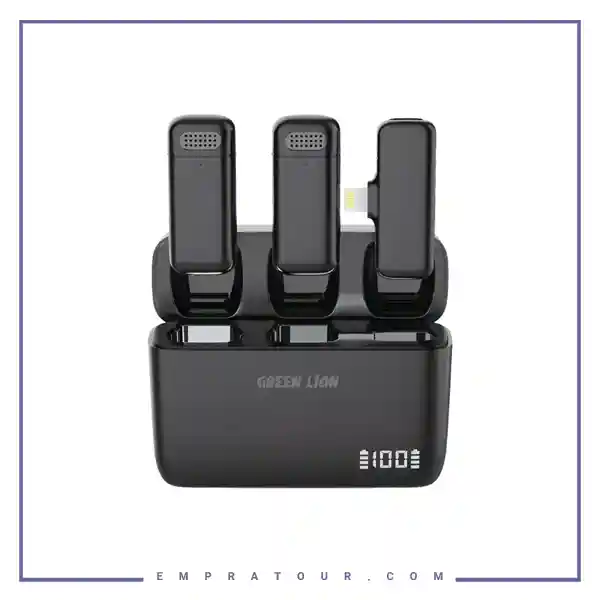 میکروفون بی سیم یقه ای لایتنینگ گرین لاین Green Lion DUO Cast Wireless Microphone GNDCTWMICLGBK